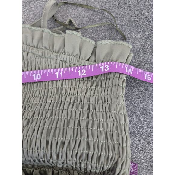 Mable Anthropologie Smocked Tiered Ruffled Olive Green Form Fitting Dress Sz M - Picture 9 of 11